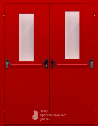 Фото двери «Двупольная с стеклом и антипаникой (красная)» в Коломне