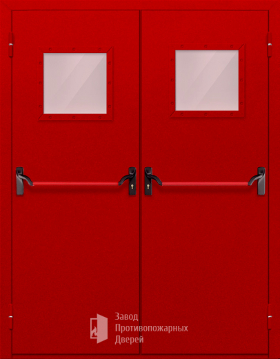Фото двери «Двупольная со стеклопакетом и антипаникой (красная)» в Коломне