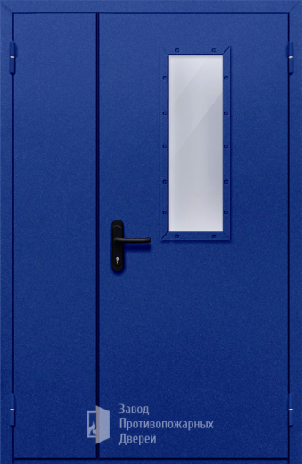 Фото двери «Полуторная со стеклом (синяя)» в Коломне
