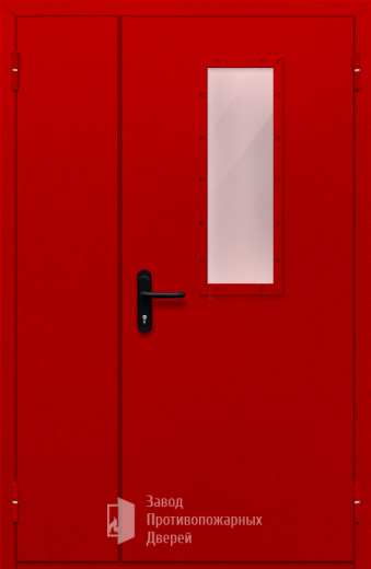 Фото двери «Полуторная со стеклом (красная)» в Коломне