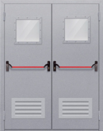 Фото двери «Двупольная со стеклопакетом и решеткой (антипаника)» в Коломне