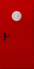 Фото двери «Однопольная с круглым стеклом (красная)» в Коломне