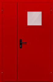 Фото двери «Полуторная со стеклопакетом (красная)» в Коломне