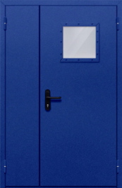 Фото двери «Полуторная со стеклопакетом (синяя)» в Коломне